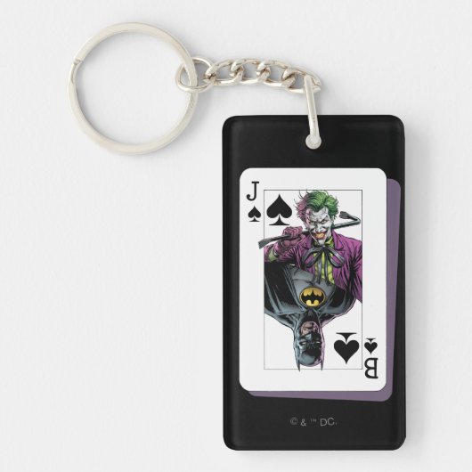 Joker and Batman Spade Playing Card Illustration キーホルダー (正面)
