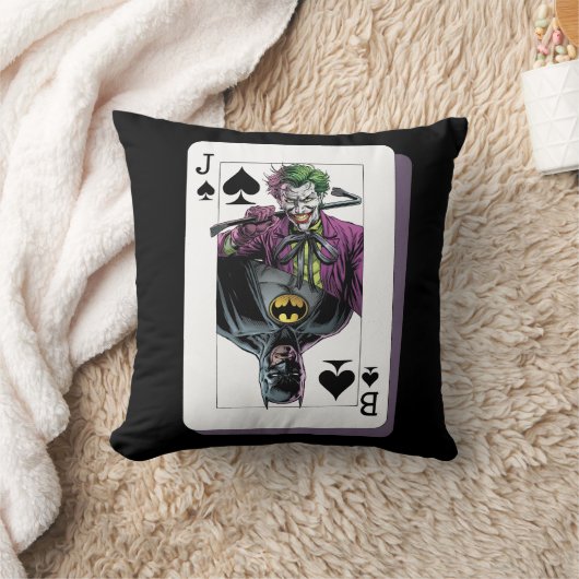 Joker and Batman Spade Playing Card Illustration クッション (ブランケット)