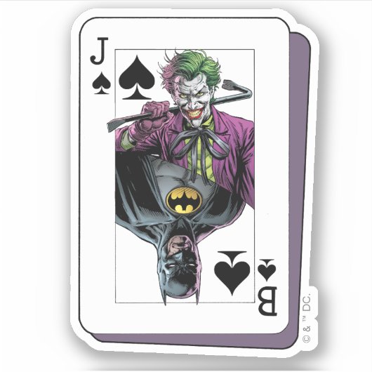 Joker and Batman Spade Playing Card Illustration シール (正面)