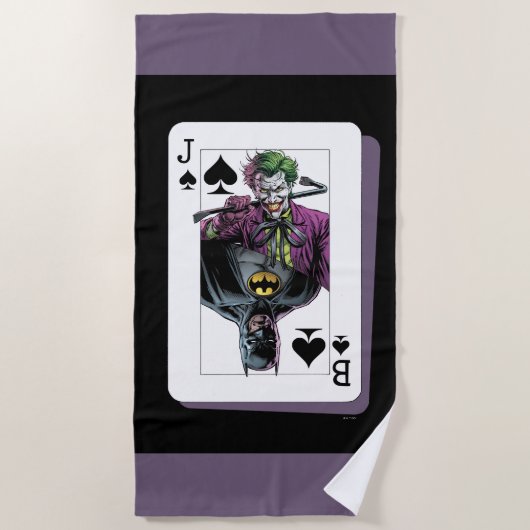 Joker and Batman Spade Playing Card Illustration ビーチタオル (正面)