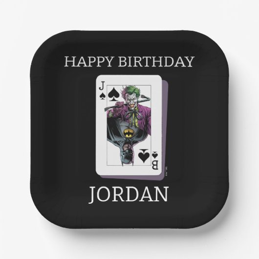 Joker and Batman Spade Playing Card Illustration ペーパープレート (正面)