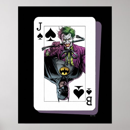 Joker and Batman Spade Playing Card Illustration ポスター (正面)