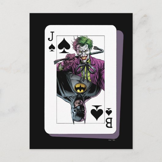 Joker and Batman Spade Playing Card Illustration ポストカード (正面)