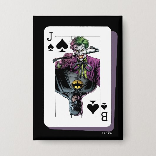 Joker and Batman Spade Playing Card Illustration 缶バッジ (正面)