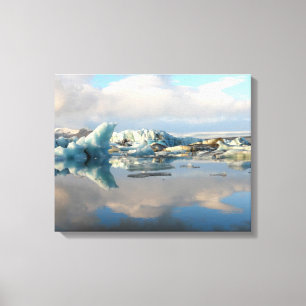Jokulsarlonの氷山湖の反射のキャンバス キャンバスプリント