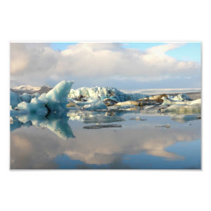Jokulsarlonの氷山湖の反射の写真のプリント フォトプリント