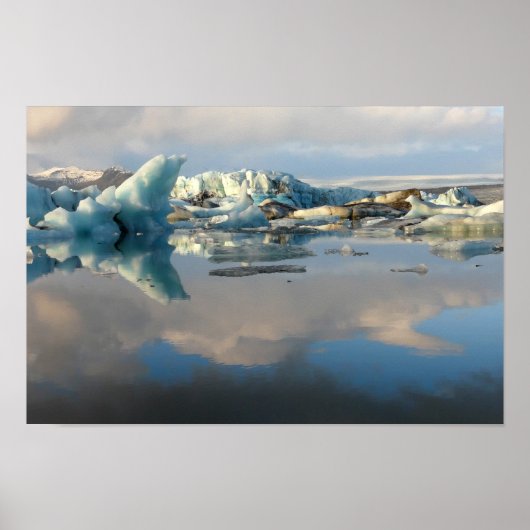 Jokulsarlon iceberg lake reflectionポスター ポスター (正面)