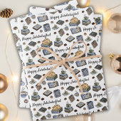 Jolabokaflod Books, Cats, and Cocoa Christmas Gift ラッピングペーパーシート