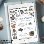 Jolabokaflod Holiday Book Exchange Hand Drawn 招待状