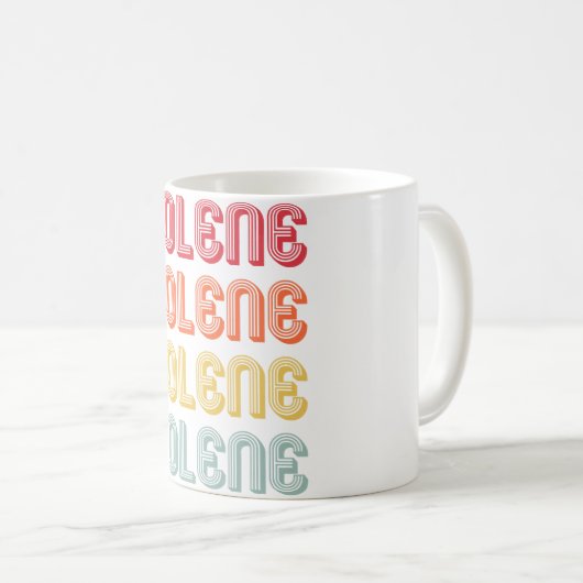 JOLENEギフト名パーソナライズされたレトロヴィンテージ80s 90 コーヒーマグカップ (正面右)