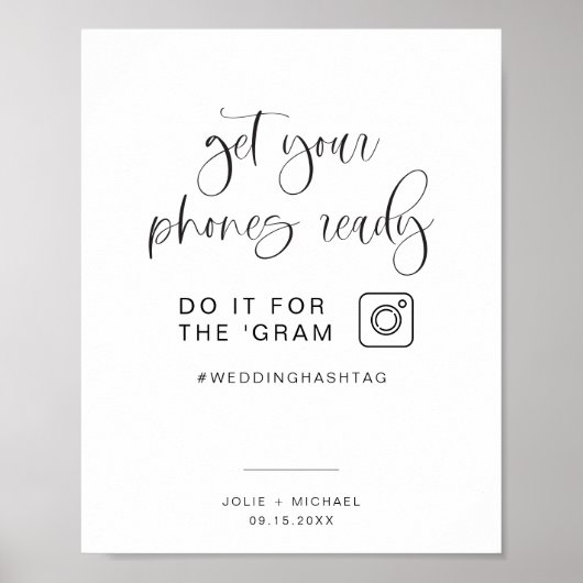 JOLIEモダンミニマルおもしろい結婚ザグラムのハッシュタグ ポスター (正面)