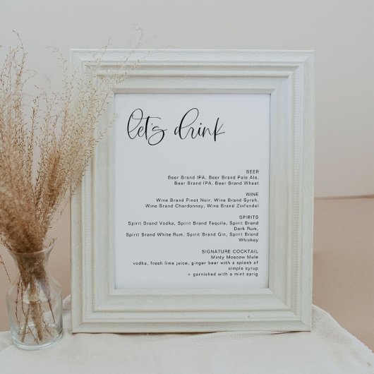 JOLIE ミニマリスト ボーホー 飲みましょう バーメニュー サイン