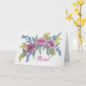 Jolie Anémone Rose Merci Carte de Remerciement カード (黄色い花)