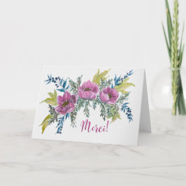 Jolie Anémone Rose Merci Carte de Remerciement カード