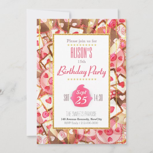 Jolie carte d'invitation de Fête Anniversaire 招待状 (正面)