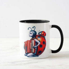 Jolie coccinelle et son accordéon マグカップ