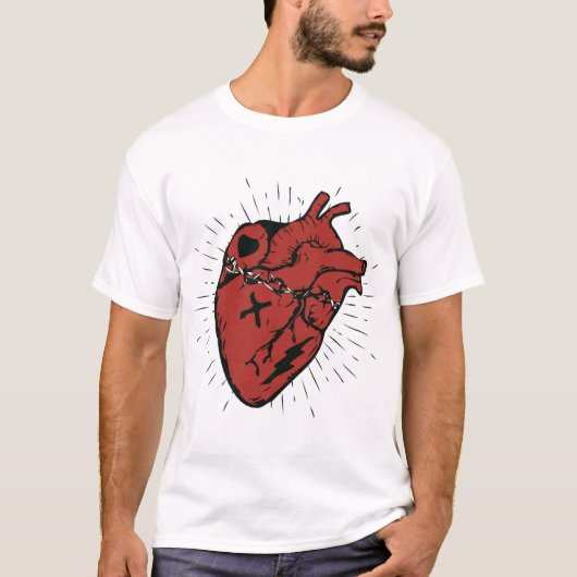 Jolie coeur design tattoo old school tシャツ (正面)