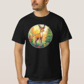 Jolie image d’un cerf dans la forêt. tシャツ (正面)