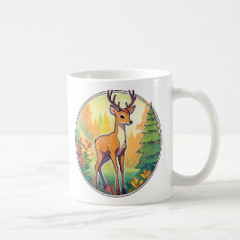 Jolie image d’un cerf dans une forêt colorée. コーヒーマグカップ