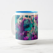 Jolie tasse de boisson avec fleures bleu ツートーンマグカップ (正面左)