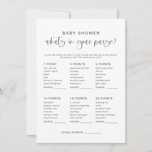 JOLIE What's In your巾着赤ちゃんシャワーゲーム 招待状 (正面)