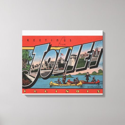 Joliet,イリノイ – ラージレターのシーン キャンバスプリント (正面)