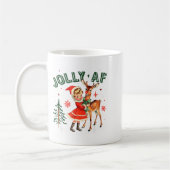 Jolly Af Christmas Retro 50s Cute Girl And Deer Vi コーヒーマグカップ (左)