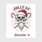 Jolly Af Christmas Skull Santa Hat Happy Xmas Holi シール (シート)