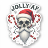 Jolly Af Christmas Skull Santa Hat Happy Xmas Holi シール (正面)