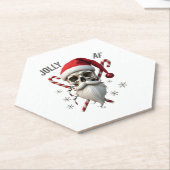 Jolly Af Christmas Skull Santa Hat Happy Xmas Holi ペーパーコースター (アングル)