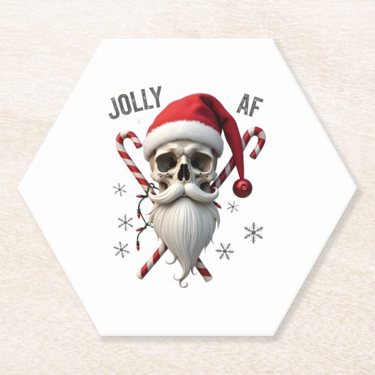 Jolly Af Christmas Skull Santa Hat Happy Xmas Holi ペーパーコースター (正面)