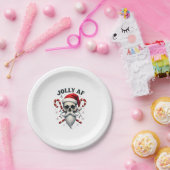 Jolly Af Christmas Skull Santa Hat Happy Xmas Holi ペーパープレート (パーティー)