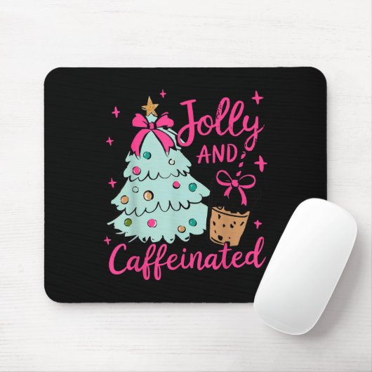 Jolly &amp; Caffeinated Coffee Coquette Bow Xmas T マウスパッド (マウス)