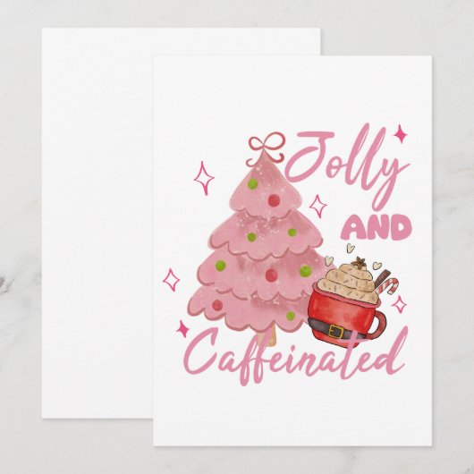 Jolly and Caffeinated Christmas Tree Coffee Design 招待状 (正面/裏面)