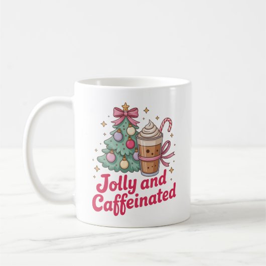jolly and caffeinated customised mug design コーヒーマグカップ (左)