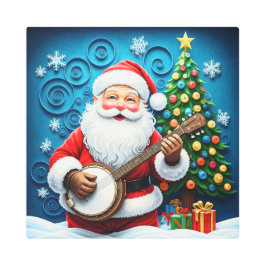 Jolly Banjo Santa メタルプリント