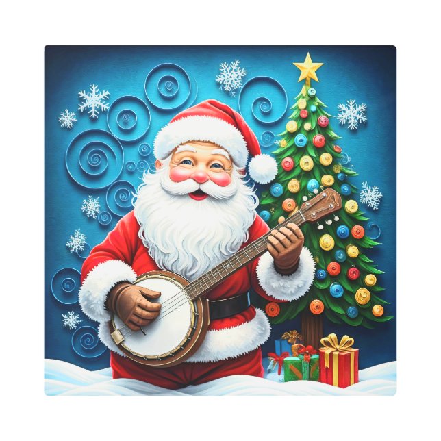 Jolly Banjo Santa メタルプリント (正面)