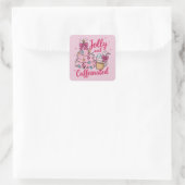 Jolly & Caffeinated Cofee Christmas Retro Trendy  スクエアシール (バッグ)