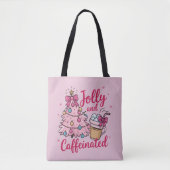 Jolly & Caffeinated Cofee Christmas Retro Trendy  トートバッグ (正面)