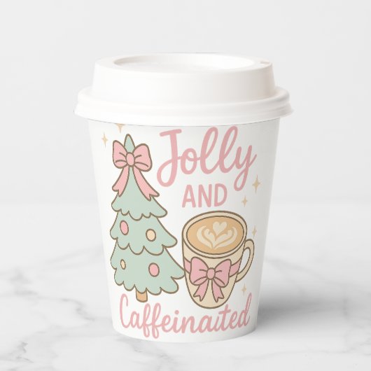 Jolly & Caffeinated Coquette Christmas Latte Mug 紙コップ (正面)