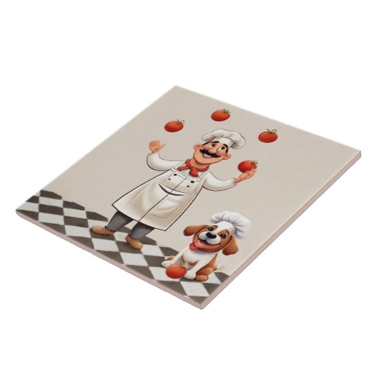 Jolly Chef: French Cook Juggling Tomatoes with dog タイル (側面)