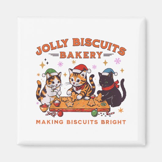 Jolly Christmas Biscuits Bakery Baking Crew Xmas C マグネット (正面)