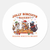 Jolly Christmas Biscuits Bakery Baking Crew Xmas C ラウンドシール (正面)