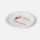 Jolly Christmas Cheers with Santa Champagne winter ペーパープレート (アングル)