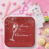 Jolly Christmas Cheers with Santa Champagne winter ペーパープレート (パーティー)