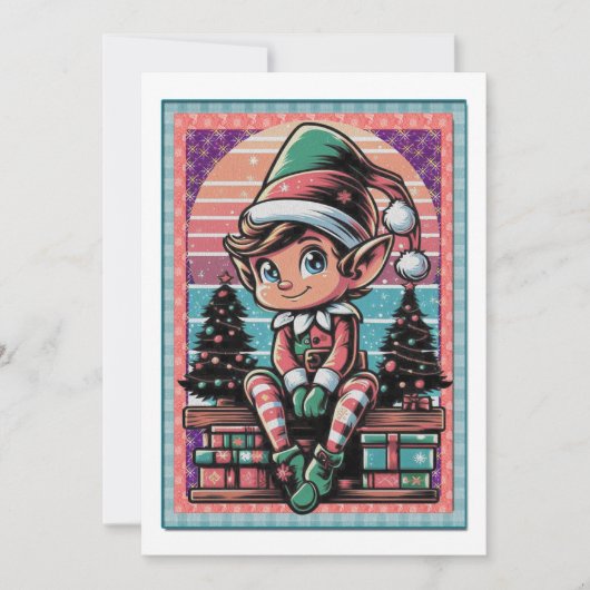 Jolly Christmas Elf - Traditional Holiday Card シーズンカード (正面)