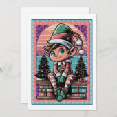 Jolly Christmas Elf - Traditional Holiday Card シーズンカード (正面/裏面)