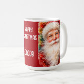 Jolly Christmas Santa Portrait コーヒーマグカップ (正面右)