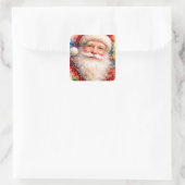 Jolly Christmas Santa Portrait スクエアシール (バッグ)