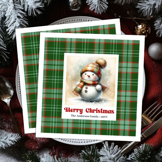 Jolly Christmas Snowman Napkins Personalized Kids 